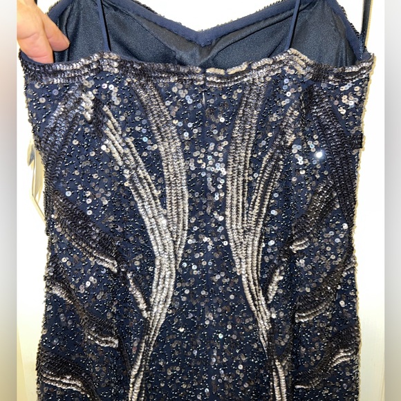 Aidan Mattox Blue Sequin Cocktail Dress Sz 2 NWT - Picture 3 of 12